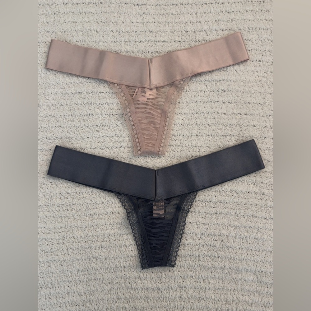 Victoria's Secret Dark Grey and Tan Lace Panties